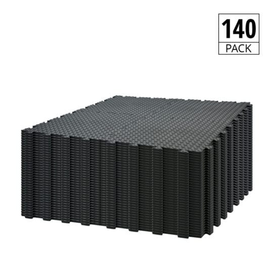 Black Checker PVC Garage Floor Tiles 50cm (140 Pack / 7m x 5m) + 10 FREE Ramps